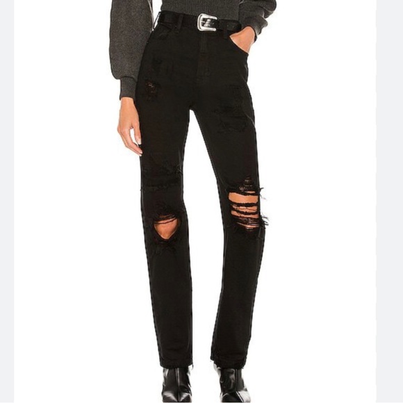 Free People x We The Free CRVY Straight Shooter Jean in Saturated Black Size 30 - Picture 4 of 12